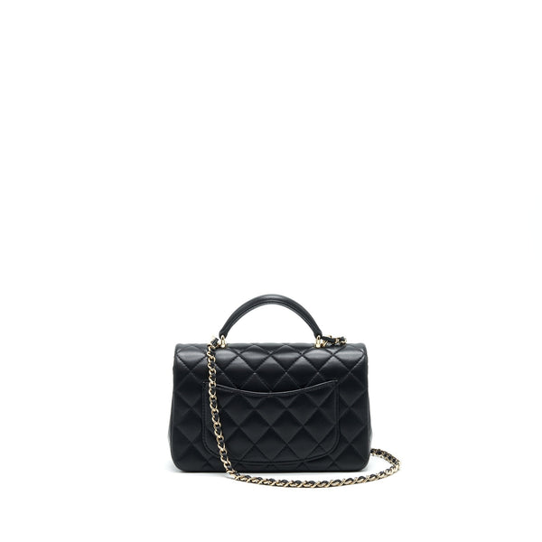 Chanel 21K Top Handle Mini Rectangular Flap Bag Black GHW