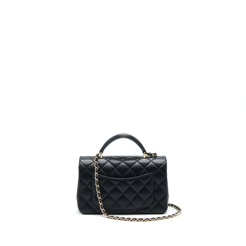 Chanel 21K top handle mini Rectangular flap Bag Black LGHW