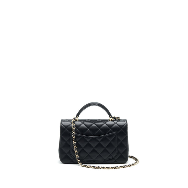 Chanel 21K Top Handle Mini Rectangular Flap Bag Black GHW