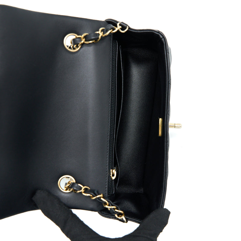 Chanel Classic Mini Rectangular Flap Bag Lambskin Black LGHW (Microchip)