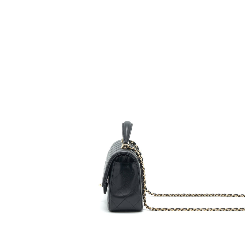 Chanel 21K Top Handle Mini Rectangular Flap Bag Black GHW