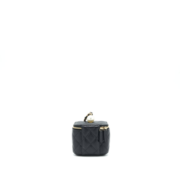 Chanel small Vanity Clutch with Chain with CC Pearl Caviar Black LGHW