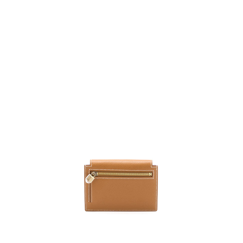 Hermes Kelly Pocket Compact Epsom Gold GHW Stamp U