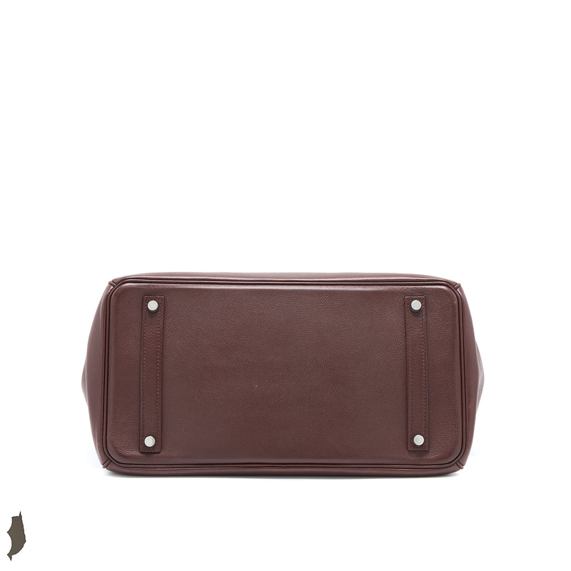 Hermes Birkin 35 Evergrain Bordeaux SHW Stamp Square K
