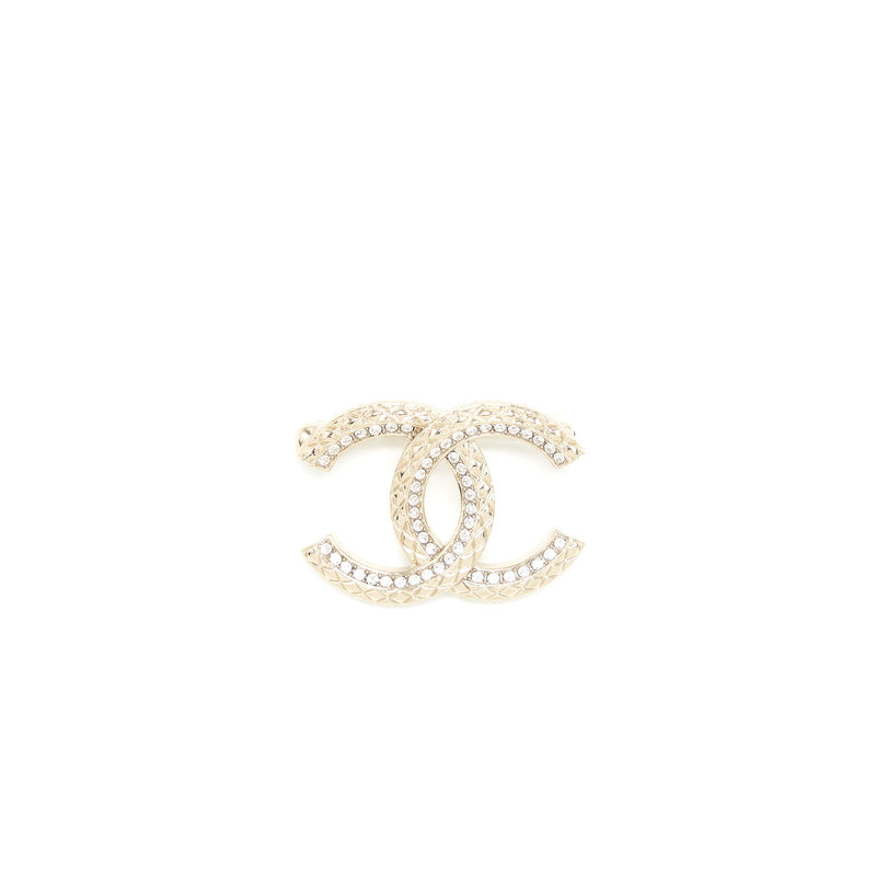 Chanel Small CC Logo Brooch Light Gold Tone
