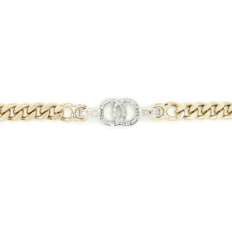 Chanel CC Logo Chain Bracelet Light Gold Tone