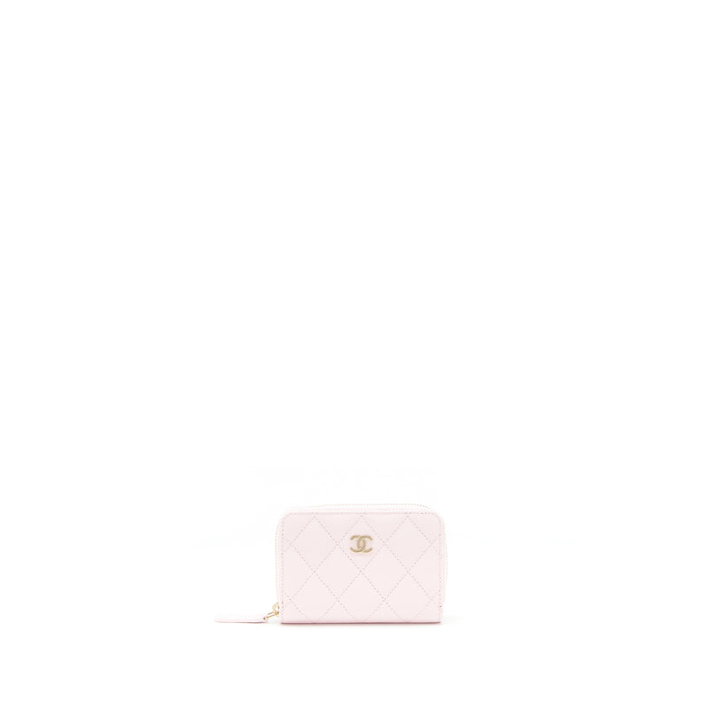 Chanel 22P Zip Card holder Caviar pink LGHW