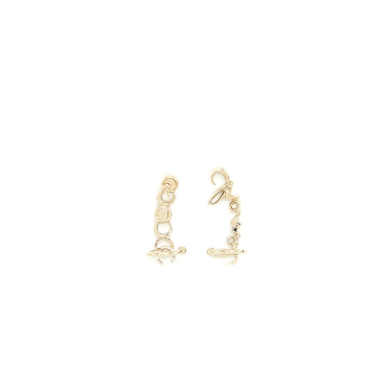 Chanel Coco Chanel Letter Earrings Light Gold Tone