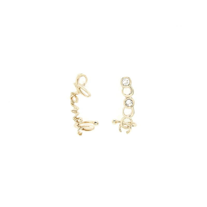 Chanel Coco Chanel Letter Earrings Light Gold Tone