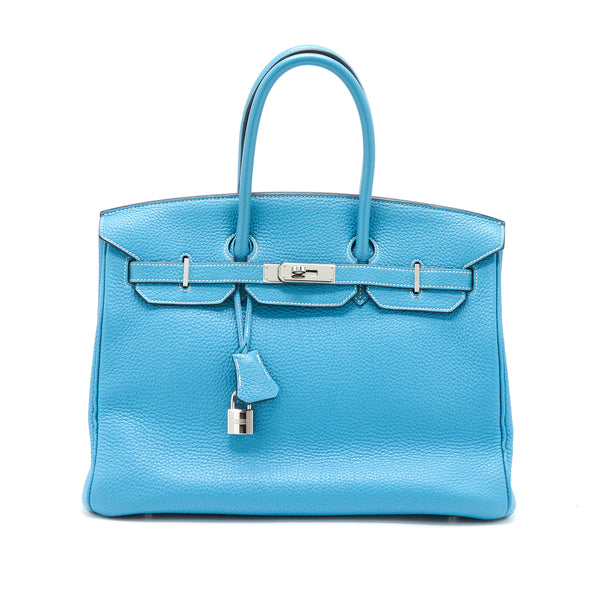 Hermes Birkin 35 Togo Blue Jeans SHW Stamp Square N