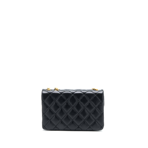 Chanel 22K Gold Pillar Adjustment Chain Flap Bag Lambskin Black GHW (Microchip)