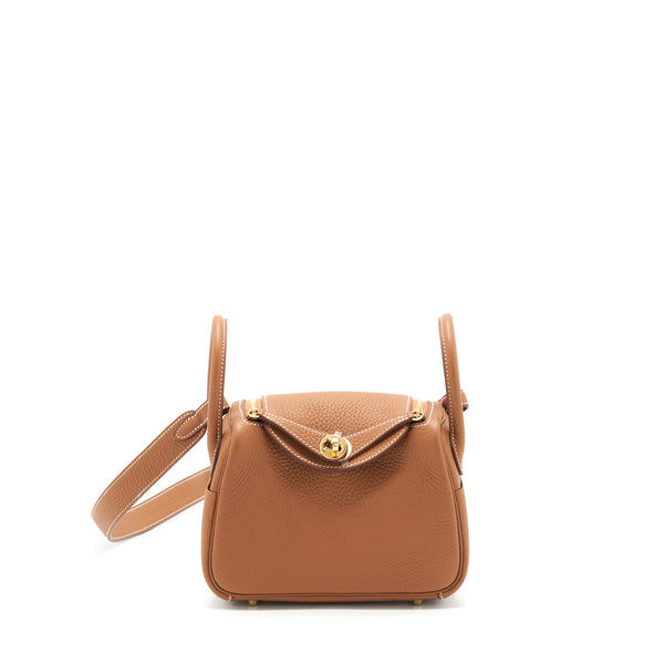 Hermes Mini Lindy Clemence Gold GHW Stamp Z