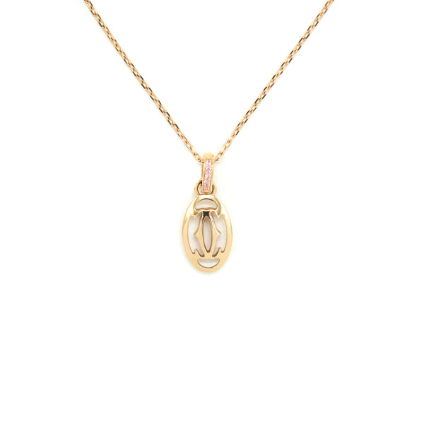 Cartier Logo Necklace Rose Gold with Pink Sapphire