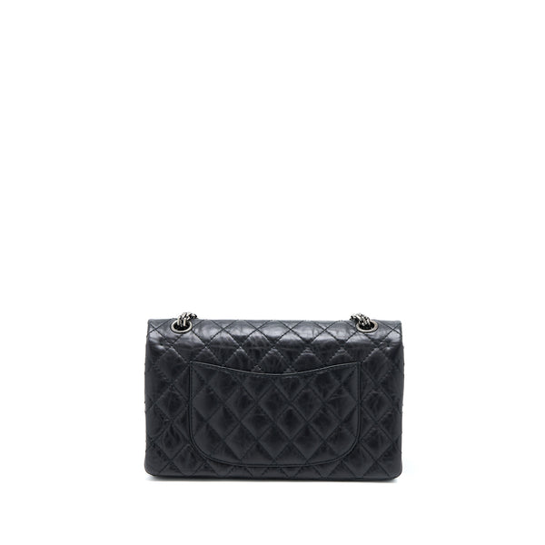 Chanel Small 2.55 255 Double Flap Bag Calfskin Black Ruthenium SHW