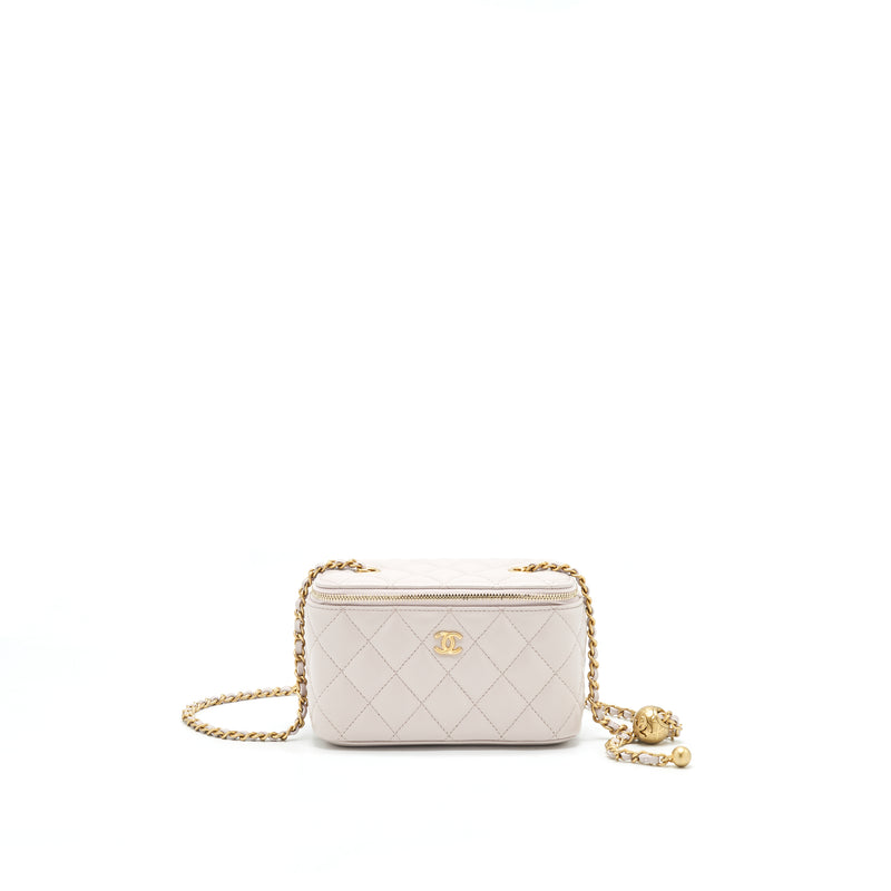 Chanel Pearl Crush Mini Vanity With Chain Lambskin Light Pink GHW