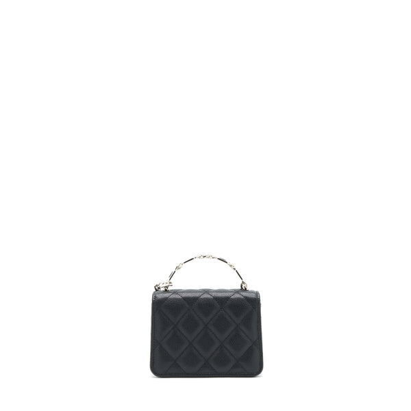 Chanel 22S Giant Chain Top Handle Mini Flap Bag Caviar Black SHW