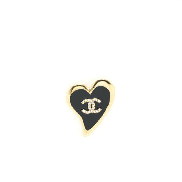 Chanel Heart Brooch Black GHW