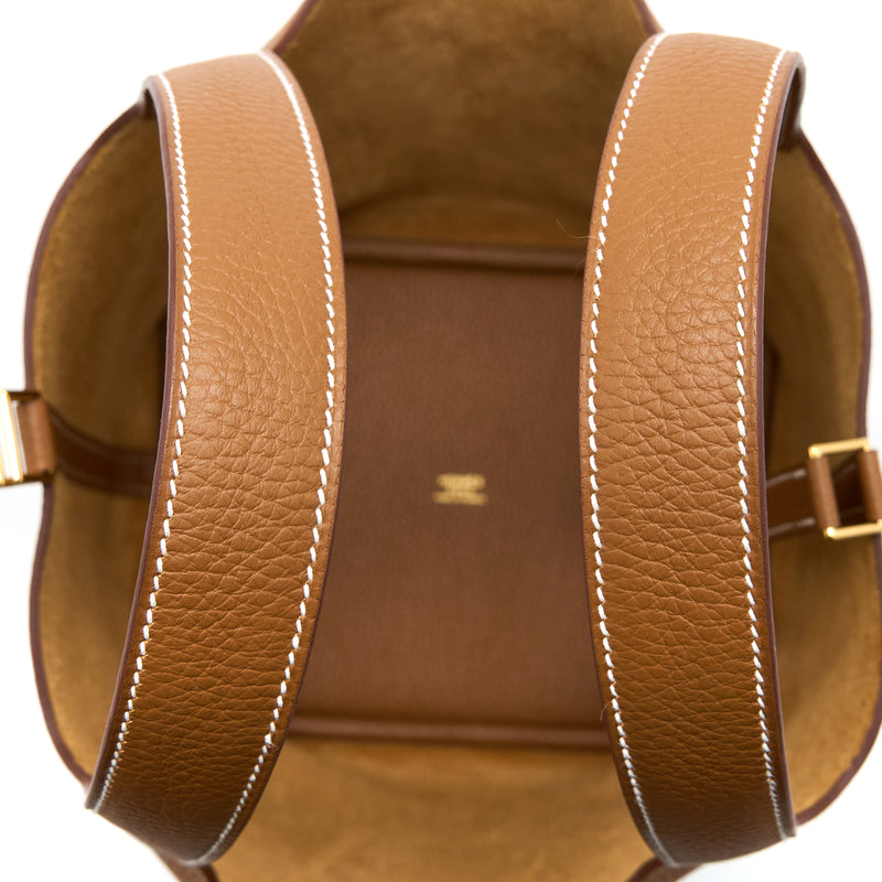 Hermes Picotin 22 Lock Bag Clemence Gold GHW Stamp U