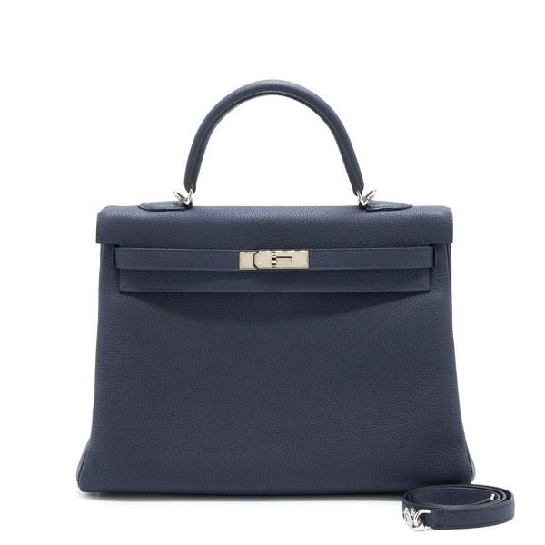 Hermes Kelly 35 Togo Blue Nuit SHW Stamp A