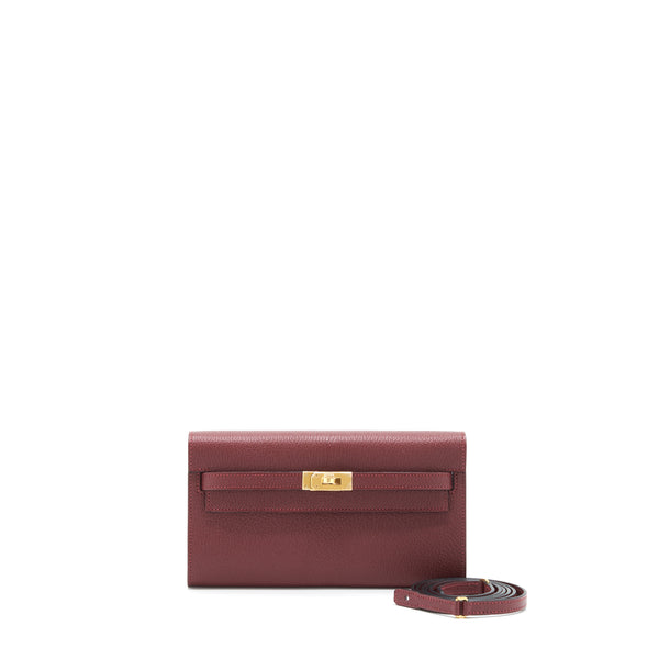 Hermes Kelly To Go Chevron Mysore 55 Rouge H GHW Stamp Z