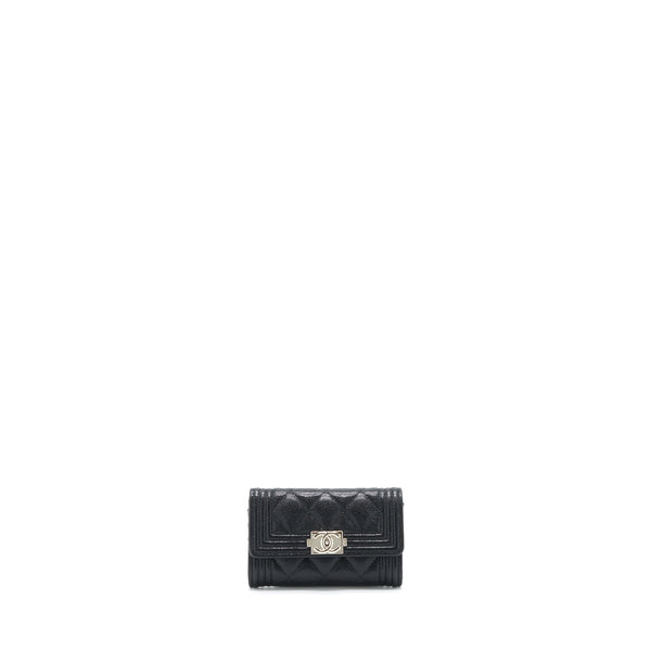 Chanel Boy Card Holder Caviar Black SHW