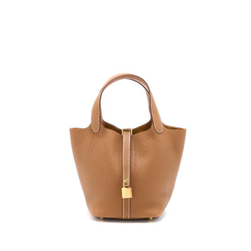 Hermes Picotin 18 Lock Bag Clemence Gold GHW Stamp Z