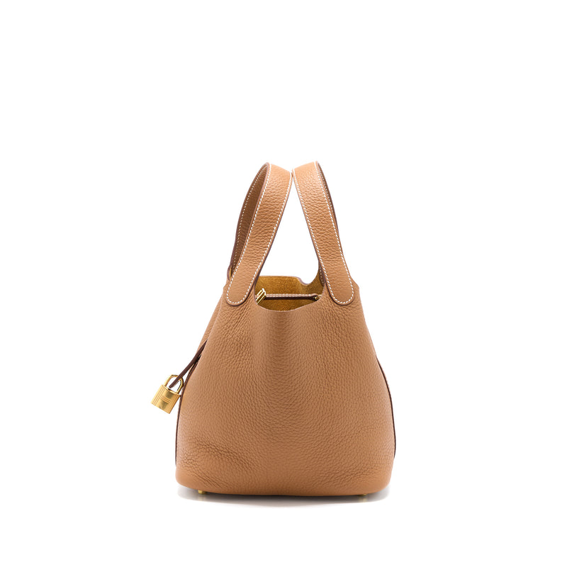 Hermes Picotin 18 Lock Bag Clemence Gold GHW Stamp Z