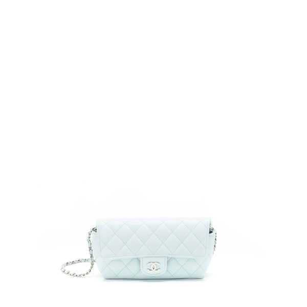 Chanel Glasses Case With Chain Caviar Light Blue SHW