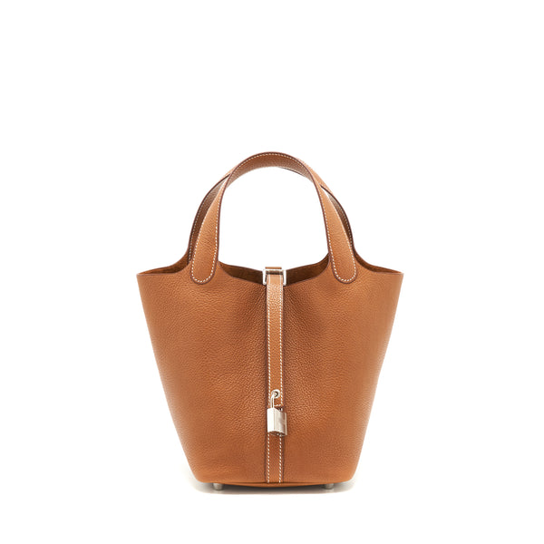 Hermes picotin 18 Lock bag Barenia Faubourg Calfskin Gold SHW stamp Z