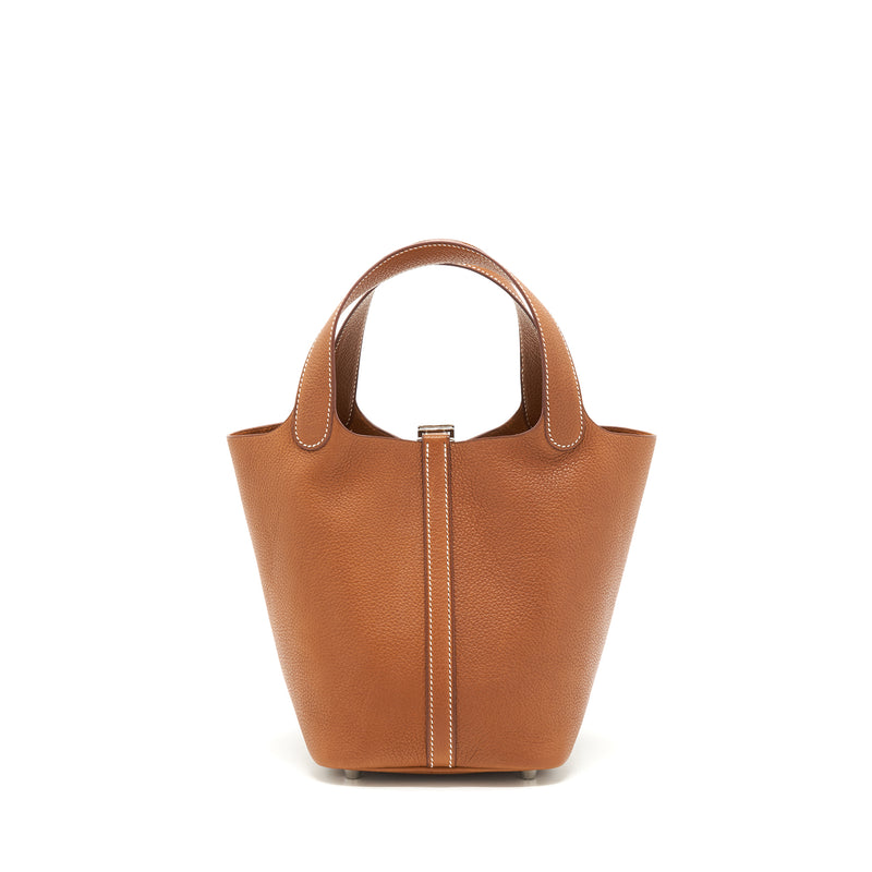 Hermes picotin 18 Lock bag Barenia Faubourg Calfskin Gold SHW stamp Z