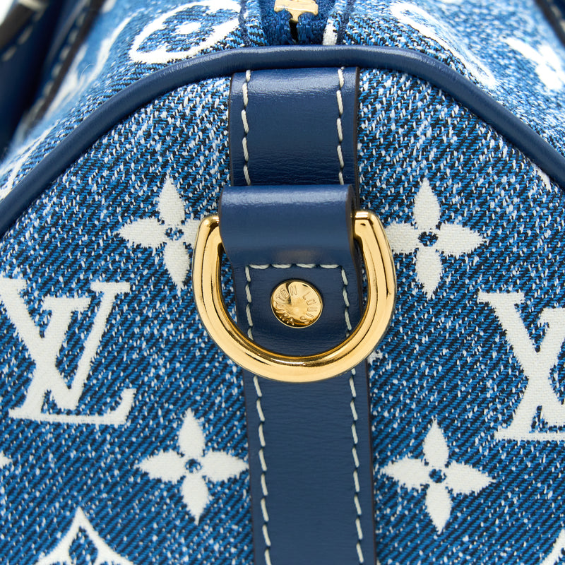 Louis Vuitton Blue Empreinte Leather Speedy Bandouliere 25