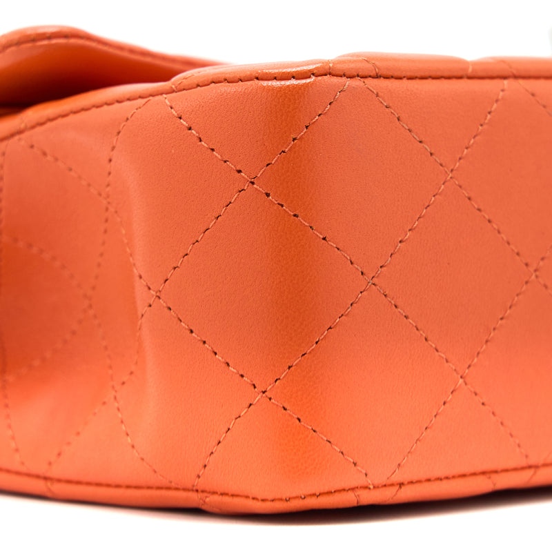 Chanel Medium Classic Double Flap Bag Lambskin Orange SHW