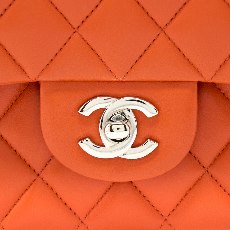 Chanel Medium Classic Double Flap Bag Lambskin Orange SHW