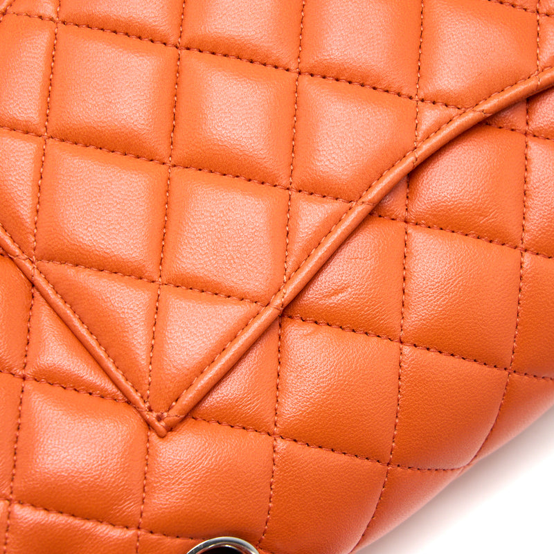 Chanel Medium Classic Double Flap Bag Lambskin Orange SHW
