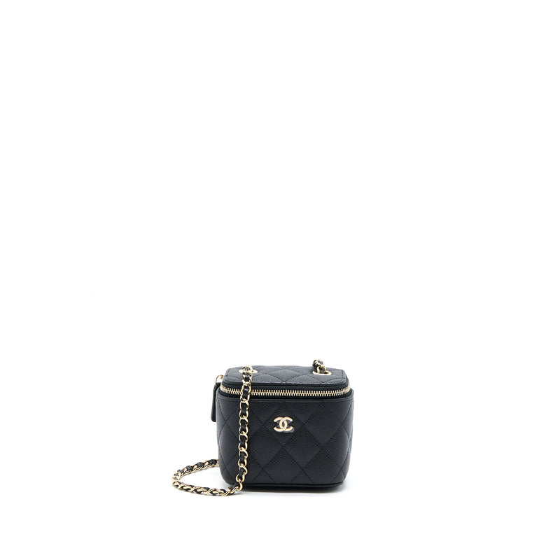 Chanel Mini Square Vanity Case Caviar Black LGHW (Microchip)