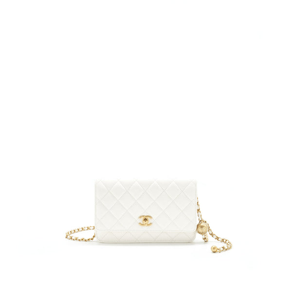 CHANEL Pearl Crush Wallet on Chain White GHW