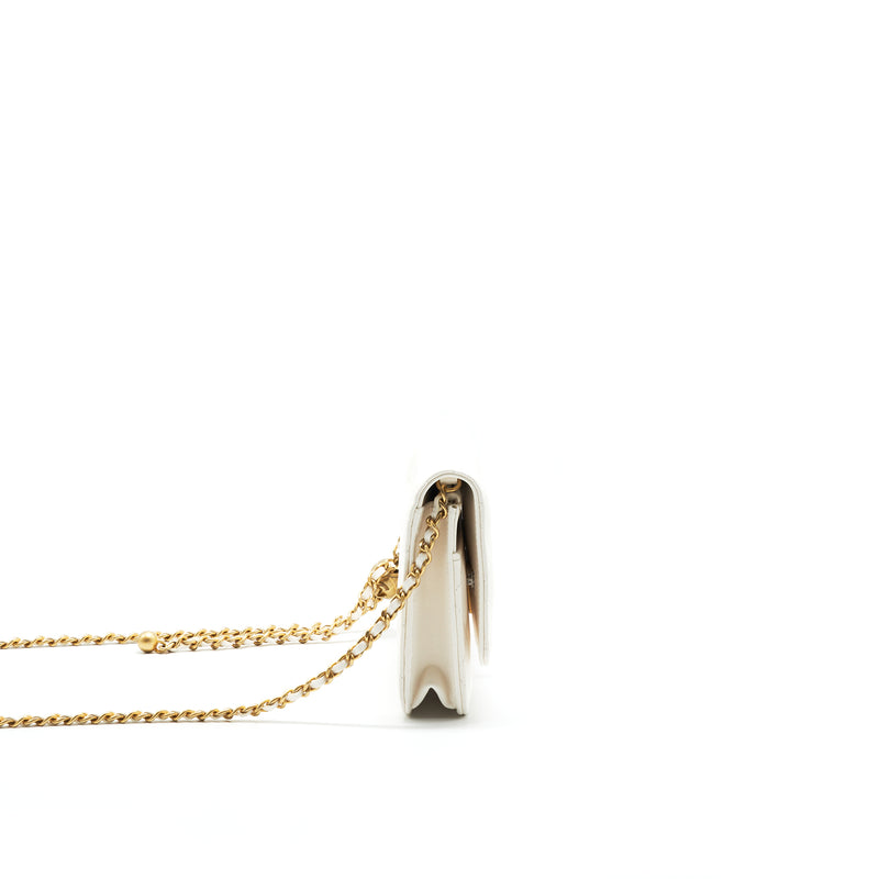 Chanel Pearl Crush Wallet On Chain Lambskin White GHW (Microchip)