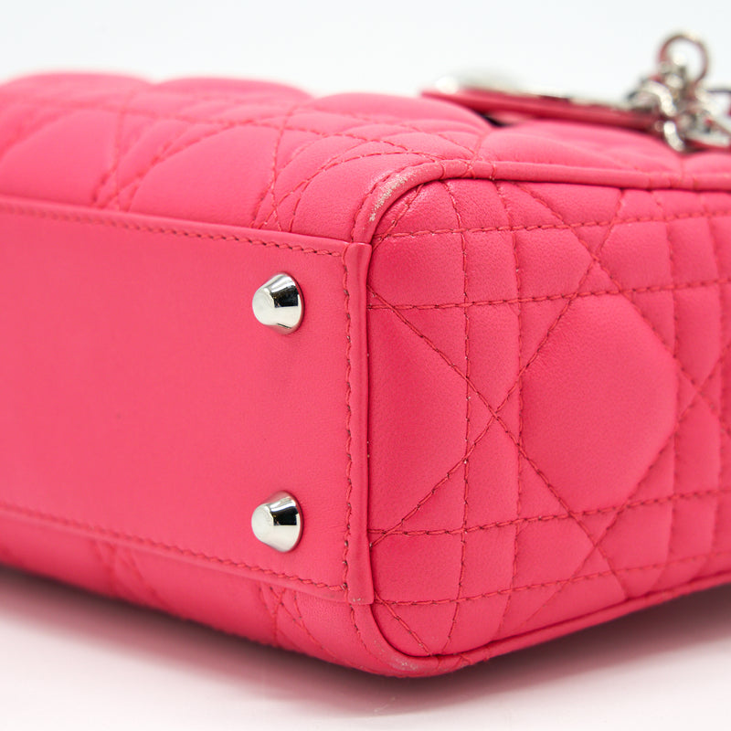 CHRISTIAN DIOR MINI LADY DIOR LAMBSKIN HOT PINK with SHW