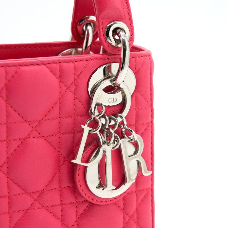 CHRISTIAN DIOR MINI LADY DIOR LAMBSKIN HOT PINK with SHW
