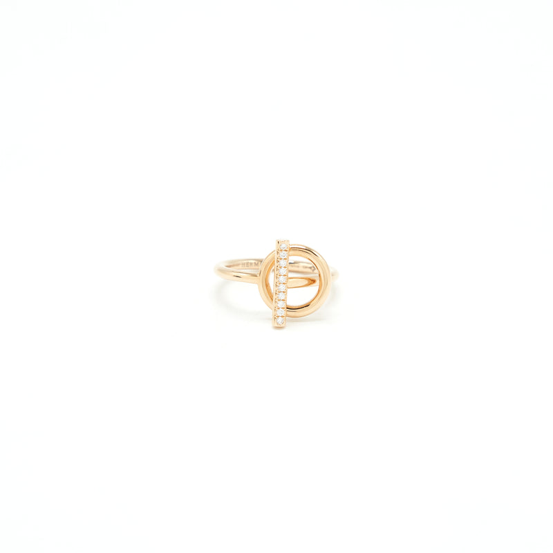 Hermes Size 53 Echappee Ring, Small Model Rose Gold With Diamonds