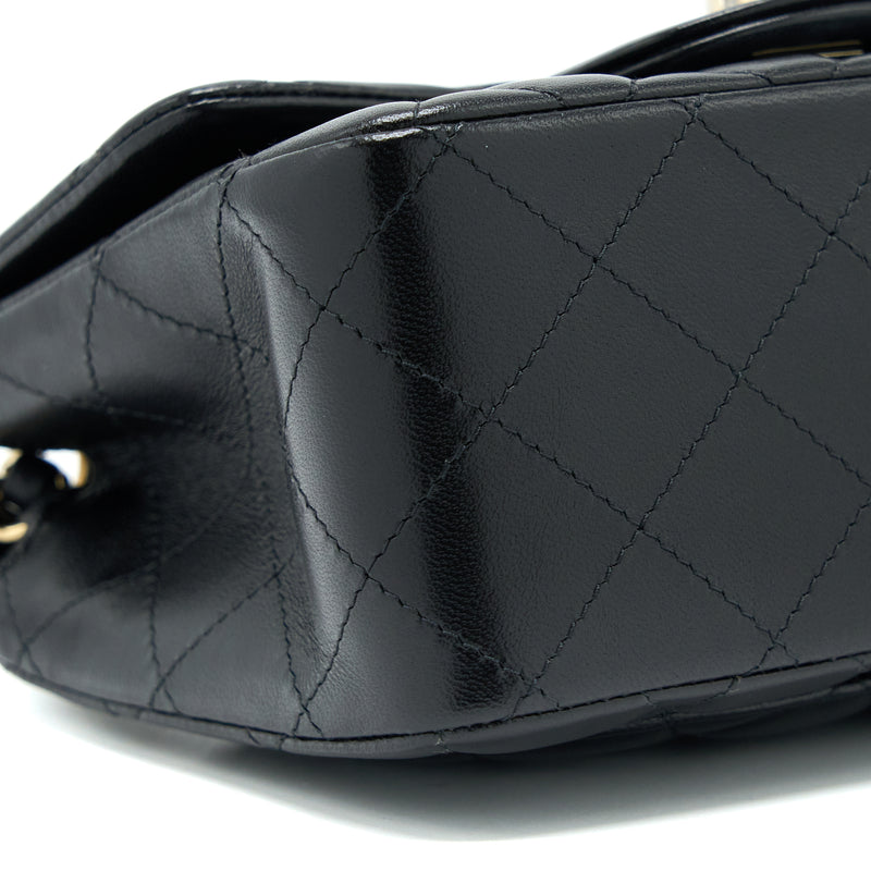 Chanel Classic Mini Square Flap Bag Lambskin Black LGHW (Microchip)