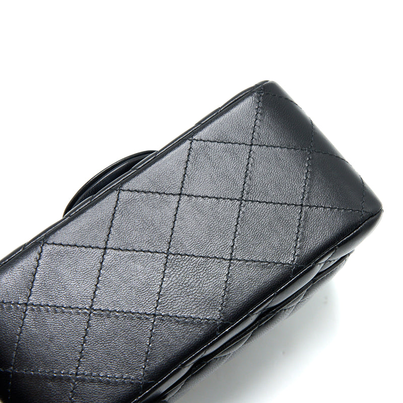Chanel Classic Mini Square Flap Bag Lambskin Black LGHW (Microchip)