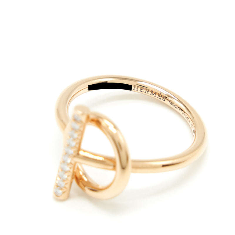 Hermes Size 53 Echappee Ring, Small Model Rose Gold With Diamonds