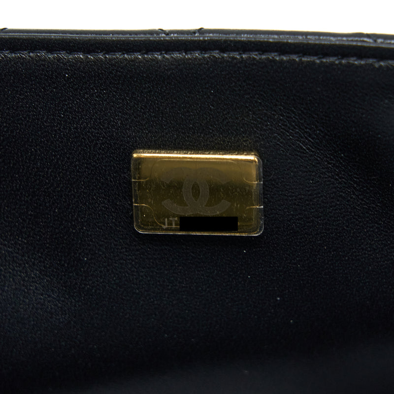 Chanel Classic Mini Square Flap Bag Lambskin Black LGHW (Microchip)