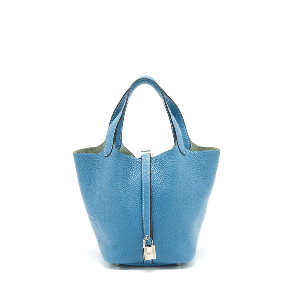 Hermes Picotin 18 Lock Bag Clemence Blue Jeans SHW Stamp Square P