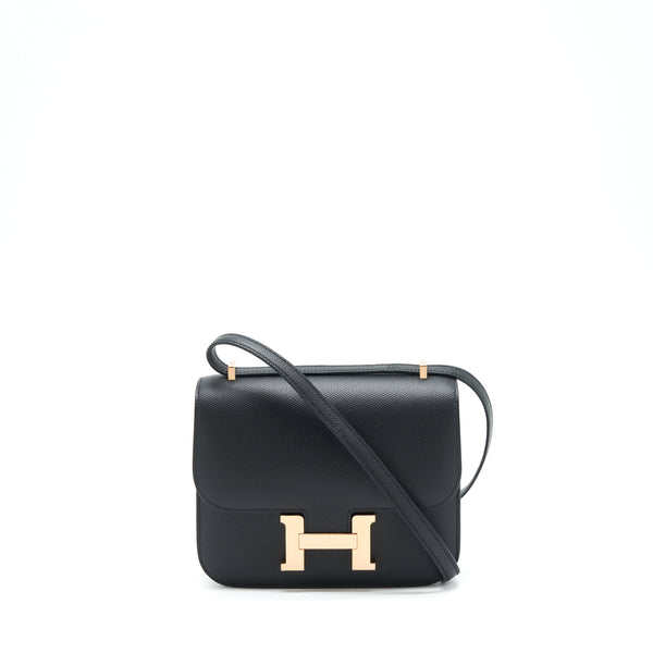 Hermes Constance Mini Epsom Black RGHW Stamp Z