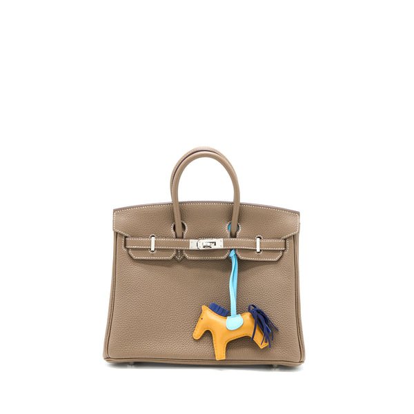 Hermes Birkin 25 Togo Etoupe SHW Stamp D with An Extra Rodeo PM Bag Charm
