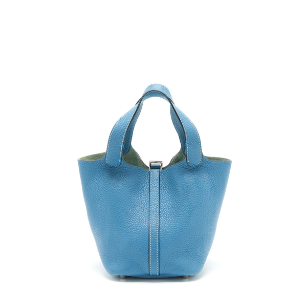 Hermes Picotin 18 Lock Bag Clemence Blue Jeans SHW Stamp Square P