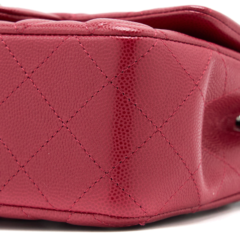 Chanel 18B Classic Mini Rectangular Flap Bag Caviar Dark Pink SHW