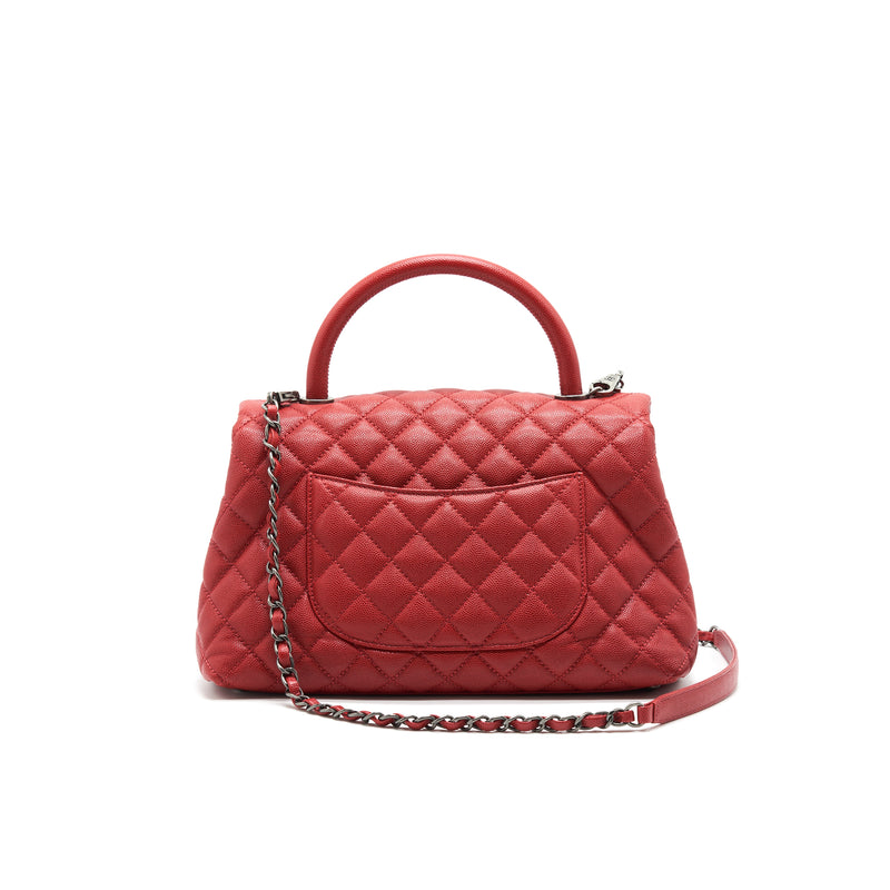CHANEL COCO HANDLE SMALL FLAP BAG RED CALFSKIN RSHW